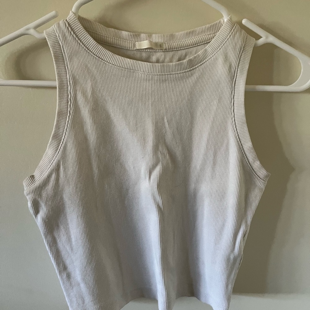 White Ribbed Tank Top